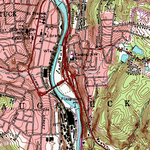 Topographic Map of Naugatuck, CT