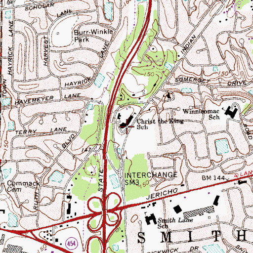 Topographic Map of Christ The King Catholic Church, NY