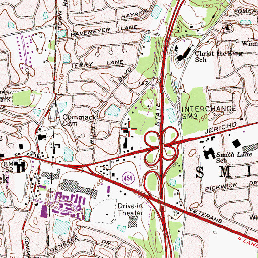 Topographic Map of Commack Church of Christ, NY