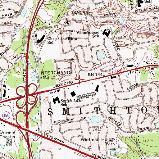 Topographic Map of Commack Church of God, NY