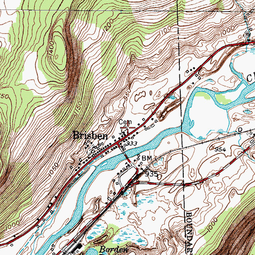 Topographic Map of Brisben Baptist Church Cemetery, NY