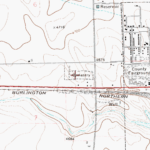 Topographic Map of Akron Cemetery, CO