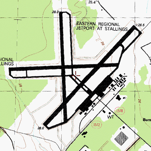 Topographic Map of Kinston Marine Corps Auxiliary Air Facility (historical), NC