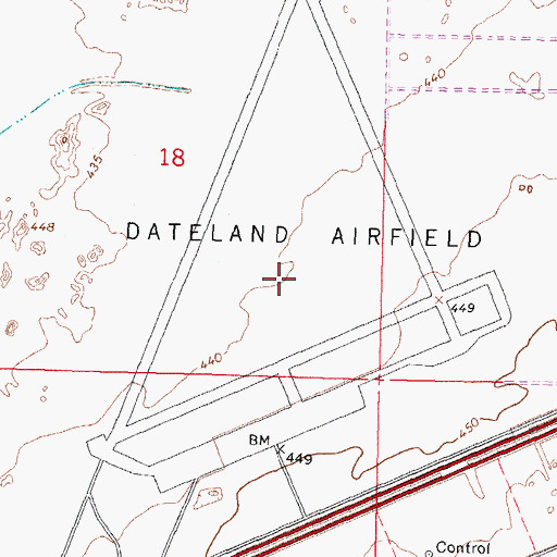 Topographic Map of Datelan Army Air Field (historical), AZ