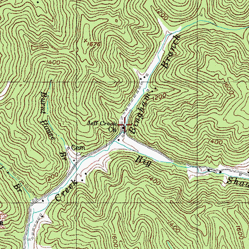 Topographic Map of Jeff Creek Church, KY