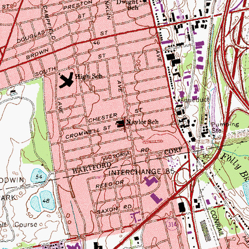 Topographic Map of Naylor School, CT