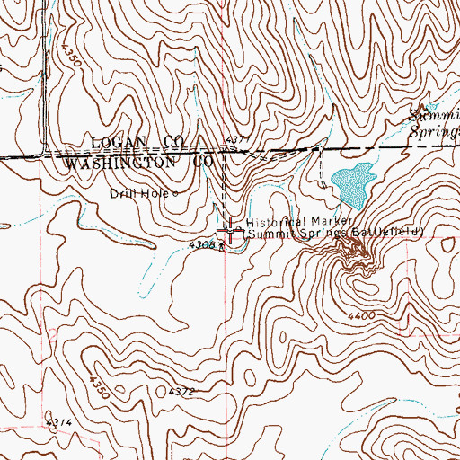 Topographic Map of Summit Springs Battlefield Cemetery, CO