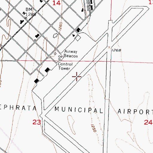 Topographic Map of Ephrata Army Air Field (historical), WA