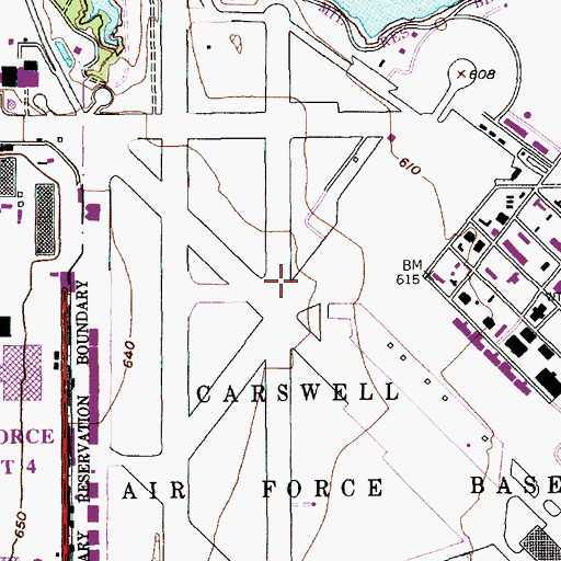 Topographic Map of Fort Worth Army Air Field (historical), TX