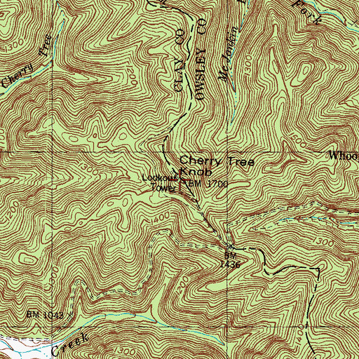 Topographic Map of Cherry Tree Knob, KY