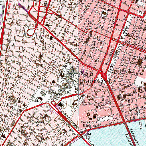 Topographic Map of Manhattan Criminal Courts Building, NY
