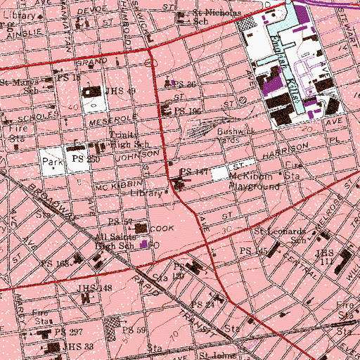 Topographic Map of Brooklyn Latin School, NY