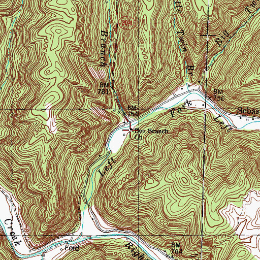 Topographic Map of Bee Branch Church, KY