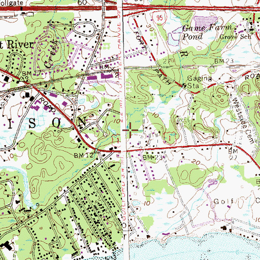 Topographic Map of Neck River, CT