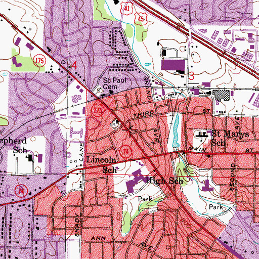 Topographic Map of Saint Paul's United Church of Christ, WI