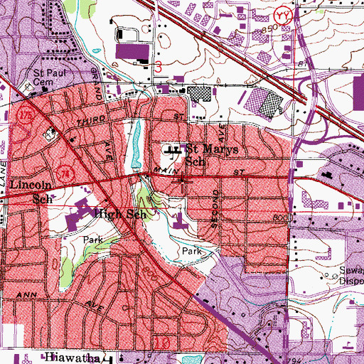 Topographic Map of Saint Johns Catholic Church, WI