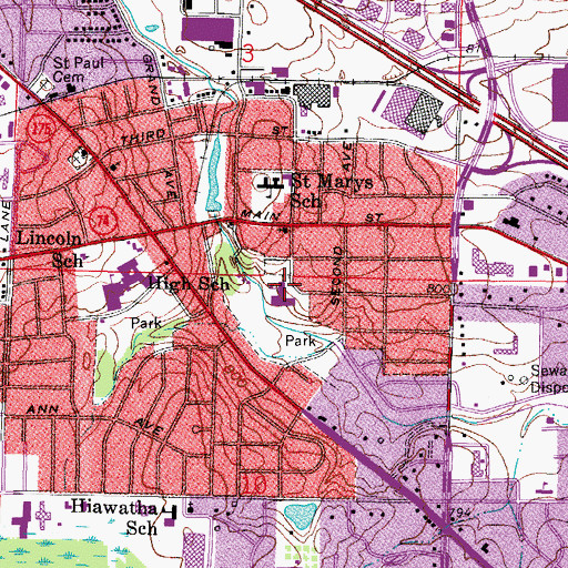 Topographic Map of Grace Evangelical Lutheran Church, WI