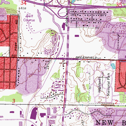 Topographic Map of Brookfield Fire Department Station 3, WI