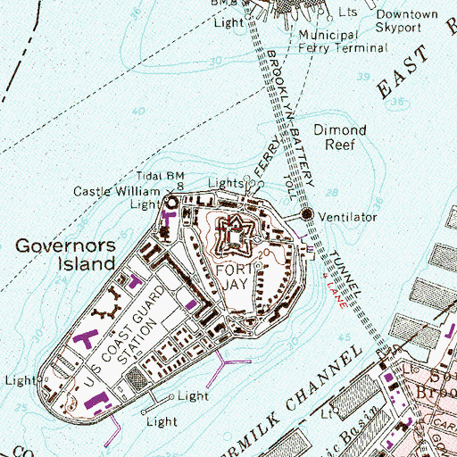 Topographic Map of Governors Island National Monument, NY