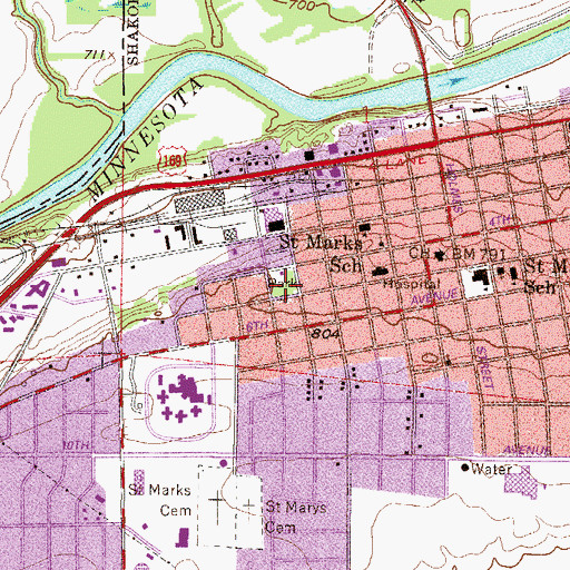 Topographic Map of Holmes Park, MN