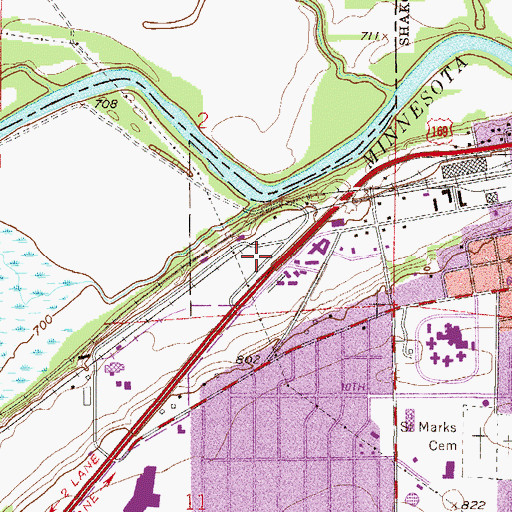 Topographic Map of Willis Riverview RV Park, MN