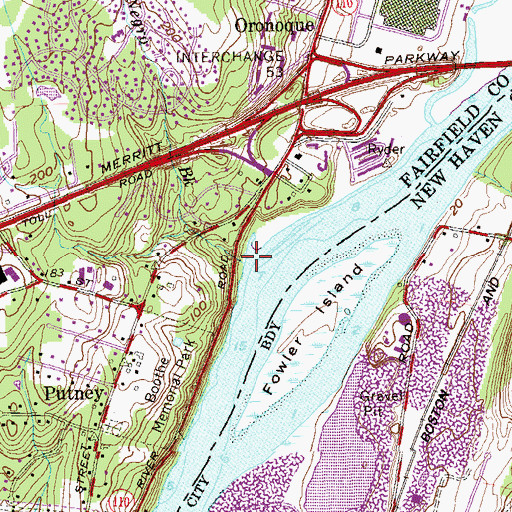 Topographic Map of Freeman Brook, CT