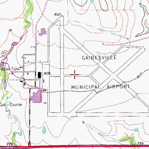 Topographic Map of Gainesville Army Air Field (historical), TX