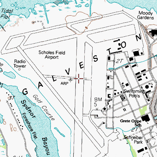 Topographic Map of Galveston Army Air Field (historical), TX
