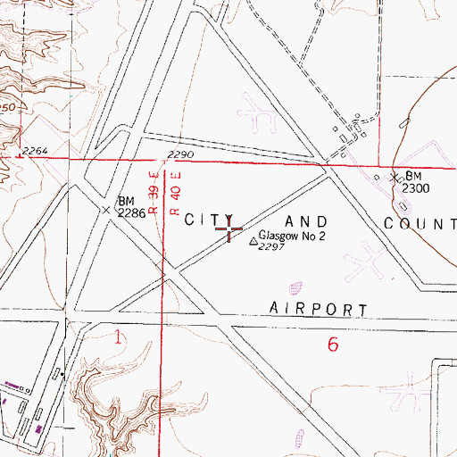 Topographic Map of Glasgow Army Air Field (historical), MT