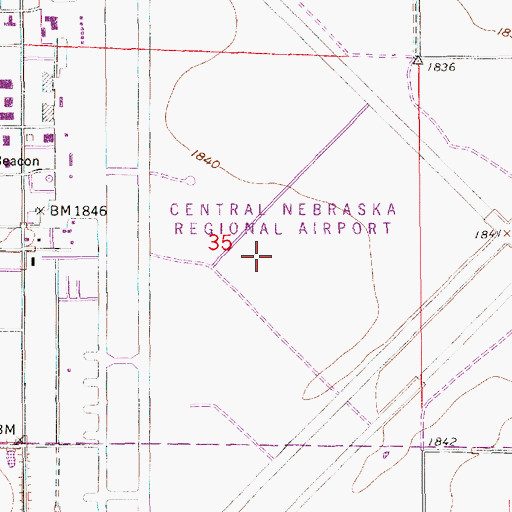 Topographic Map of Grand Island Army Air Field (historical), NE
