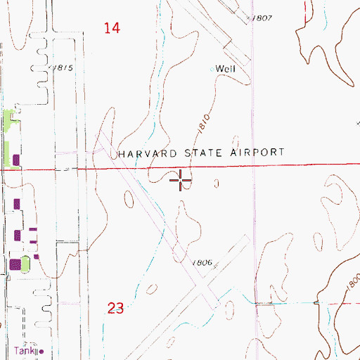 Topographic Map of Harvard Army Air Field (historical), NE