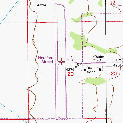 Topographic Map of Hereford Army Air Field (historical), AZ