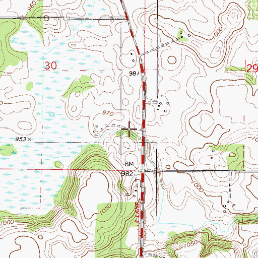 Topographic Map of Creeks Bend Golf Course, MN