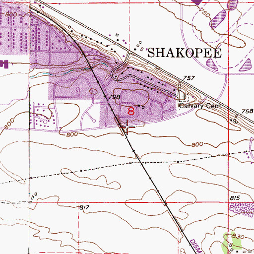 Topographic Map of Calvary United Methodist Church, MN