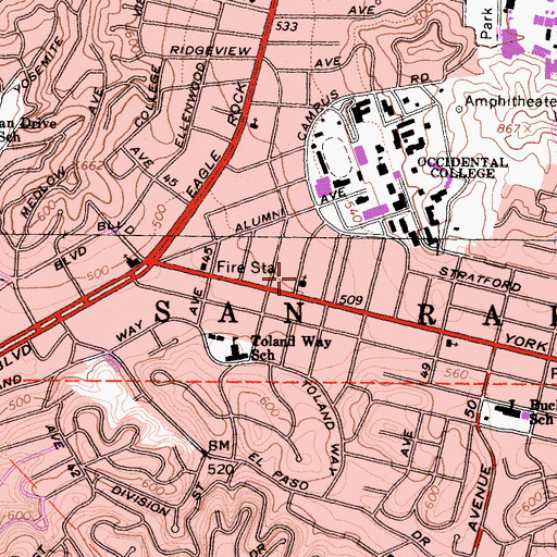 Topographic Map of Pilgrim Holliness Church, CA