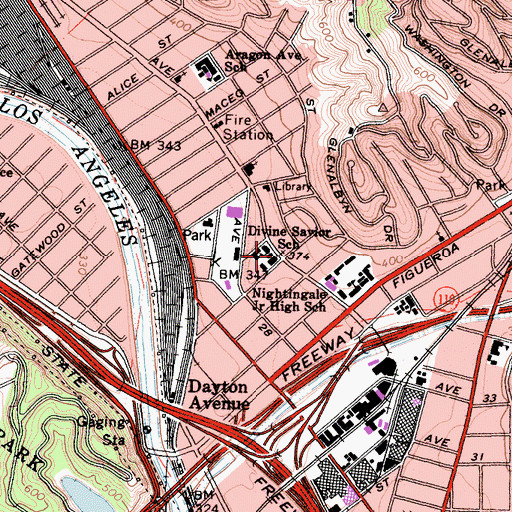 Topographic Map of Divine Saviour Catholic Church, CA