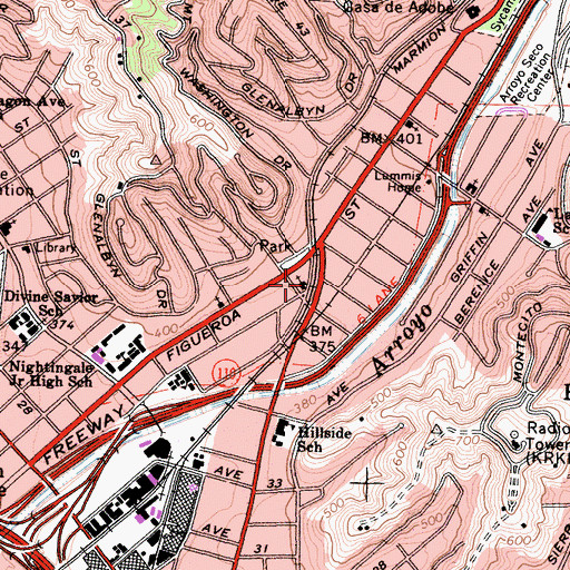 Topographic Map of Highland View Pentecostal Assembly Church, CA