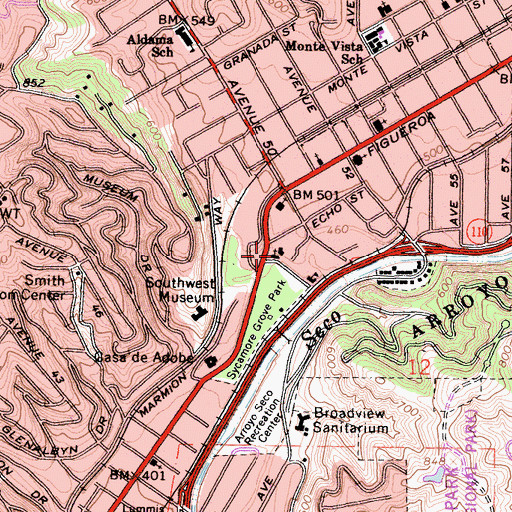 Topographic Map of Pillar of Fire Church, CA