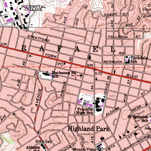 Topographic Map of The Church of Jesus Christ of Latter Day Saints, CA