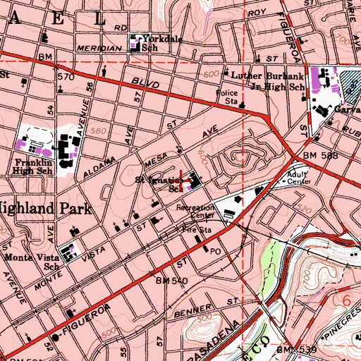 Topographic Map of Saint Ignatius Dominican Convent, CA