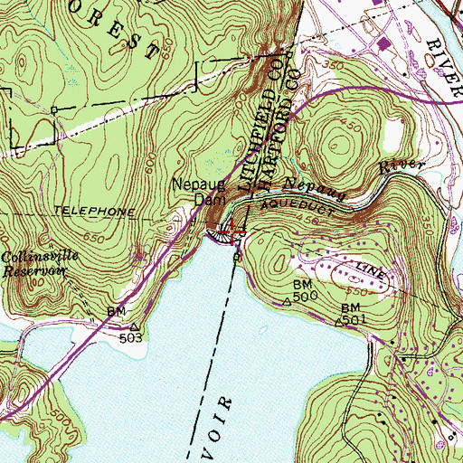 Topographic Map of Nepaug Dam, CT