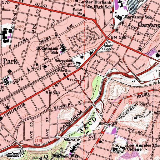 Topographic Map of Pisgah Home, CA