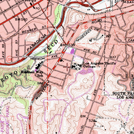 Topographic Map of Pacific Christian High School, CA