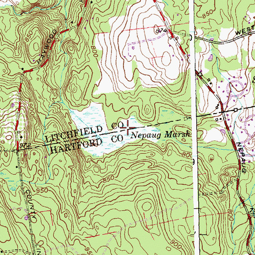 Topographic Map of Nepaug Marsh, CT