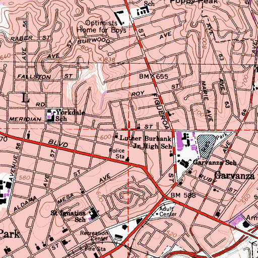 Topographic Map of Covenant Baptist Church, CA