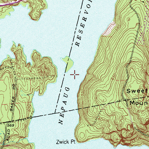 Topographic Map of Nepaug Reservoir, CT