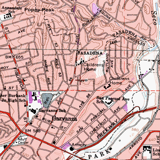 Topographic Map of Garvanza Reservoir, CA