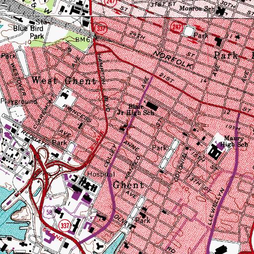 Topographic Map of First Lutheran Church, VA