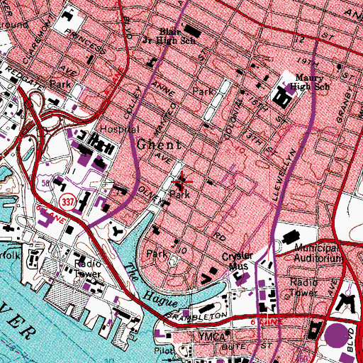 Topographic Map of Ghent United Methodist Church, VA