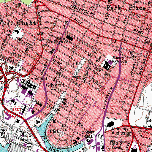 Topographic Map of Sacred Heart Church, VA